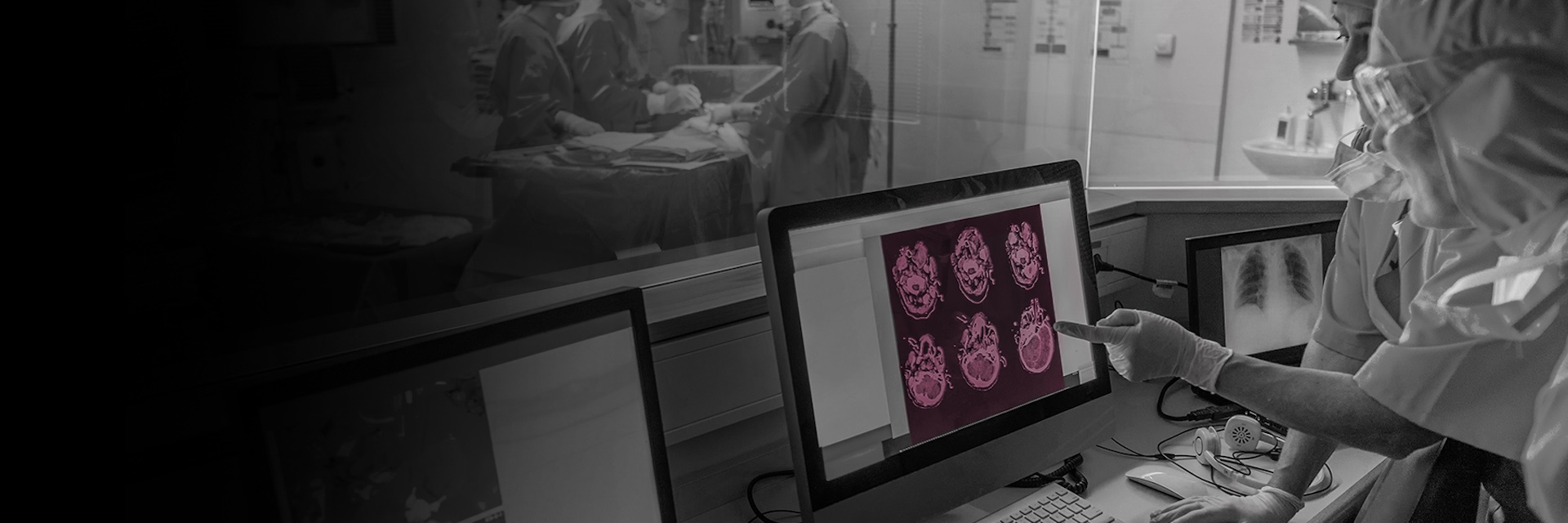 Healthcare workers looking at scans