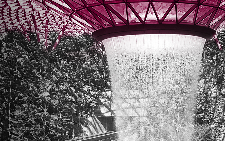 Waterfall in Singapore airport