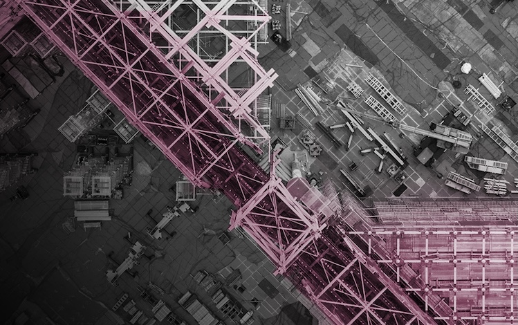 Arial view of construction site